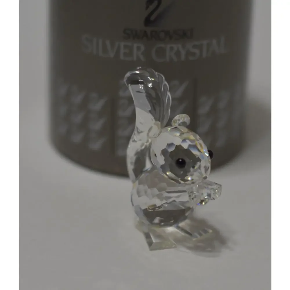 Swarovski Woodland Friends Silver Sparkling Crystal Squirrel Figurine Retired